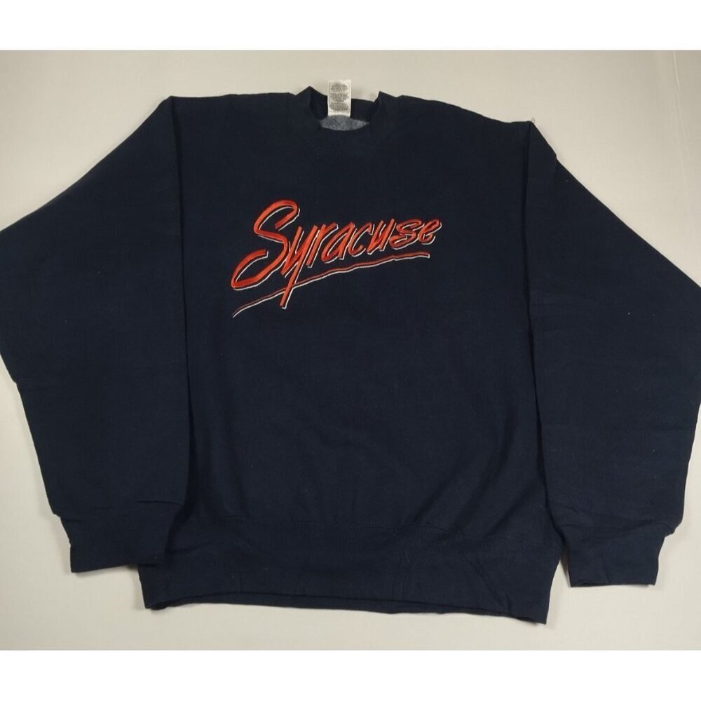 Vintage Syracuse University Sweatshirt Men Large Blue Made in USA Embroidered